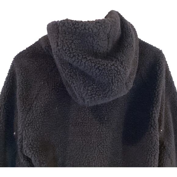 MPG Sherpa Teddy Fleece Full Zip Crop Hoodie Jacket BLACK Large NWT - Picture 13 of 13